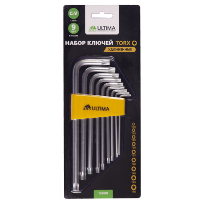 Набор ключей TORX Ultima, 9 шт в наборе, CrV, T10-T50, удлиненные